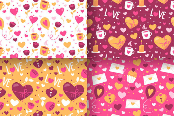 浪漫爱情主题面料印花设计,适合情人节服装印花