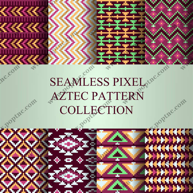 无缝像素阿兹特克图案服装印花面料设计