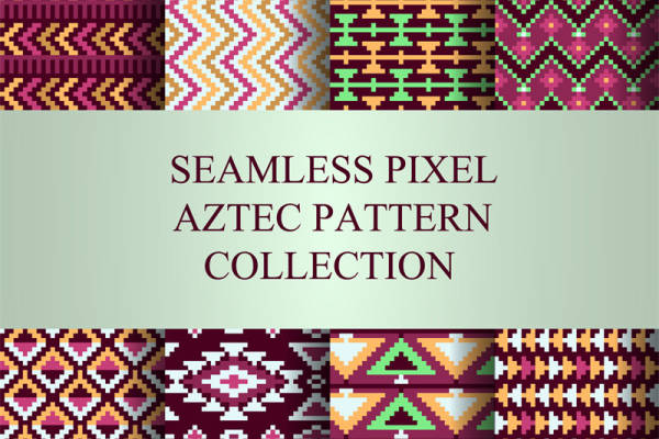 无缝像素阿兹特克图案服装印花面料设计