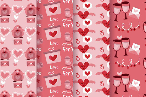 浪漫粉色系面料印花设计，适合情人节服装印花