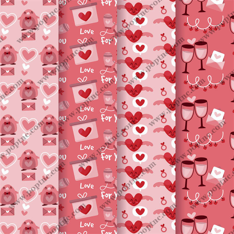 浪漫粉色系面料印花设计,适合情人节服装印花