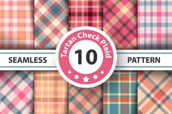 经典格子图案服装印花面料设计，10种无缝拼接风格