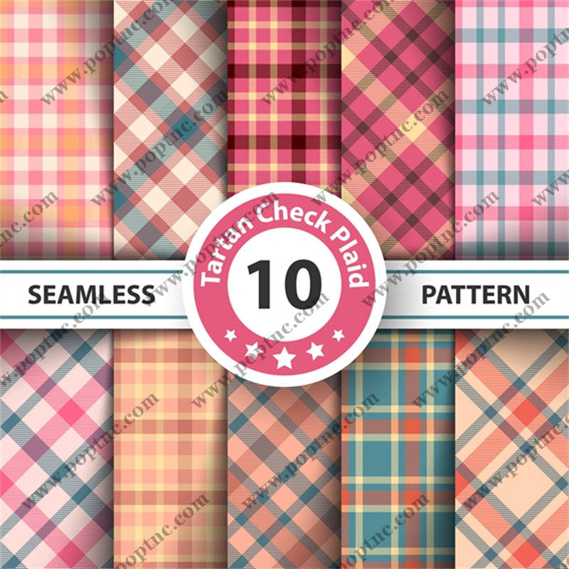 经典格子图案服装印花面料设计,10种无缝拼接风格