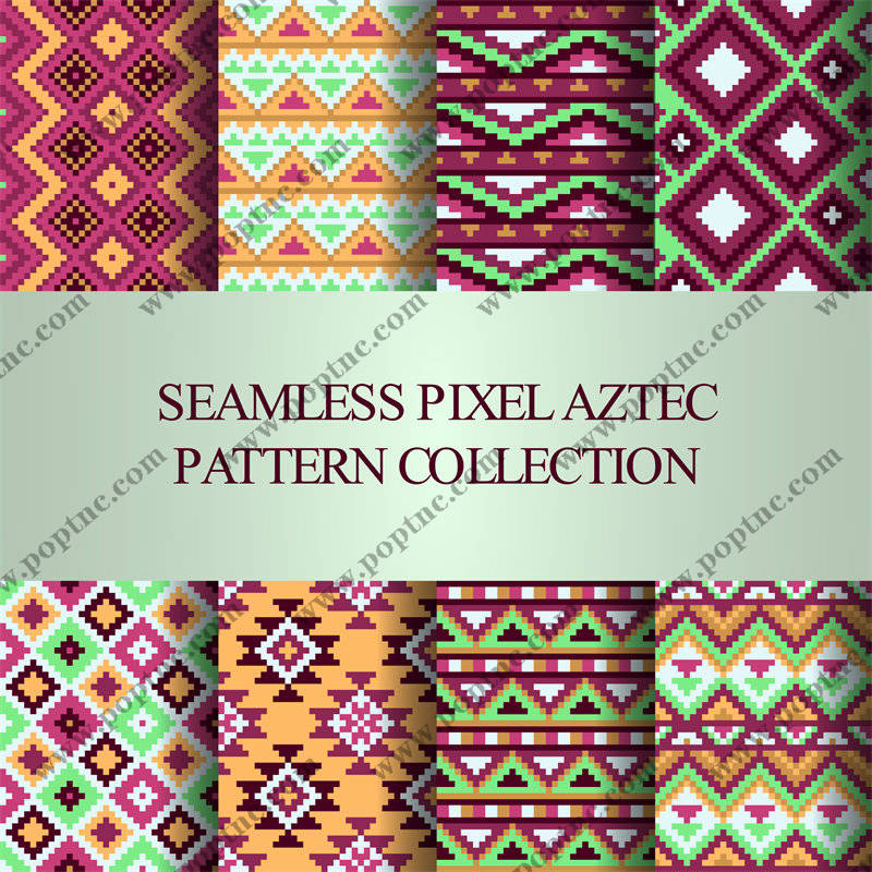 复古风格无缝像素阿兹特克面料印花服装印花设计
