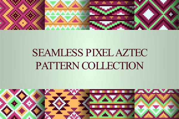 复古风格无缝像素阿兹特克面料印花服装印花设计