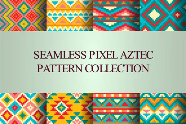 无缝像素阿兹特克图案面料印花服装印花设计