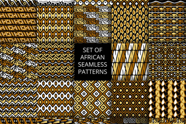 非洲风格无缝面料印花设计，适用于时尚服装印花