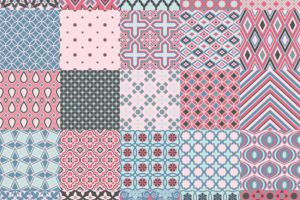 多色几何图案面料印花，时尚服装印花设计