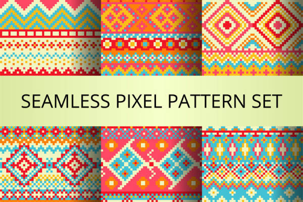 多彩无缝像素图案集,为服装印花增添独特风格