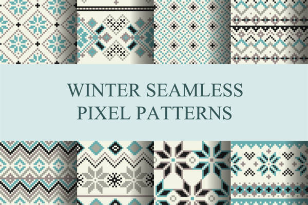 冬季无缝像素图案面料印花服装印花设计