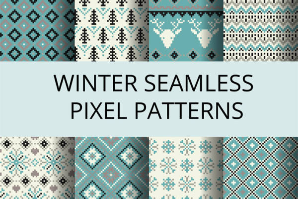 冬季无缝像素图案面料印花服装印花设计