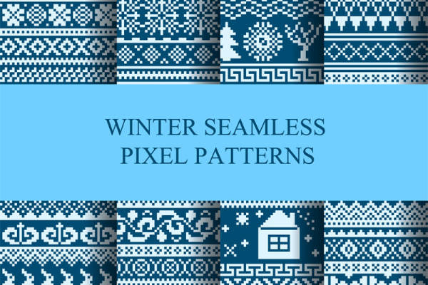 冬季无缝像素面料印花服装图案设计