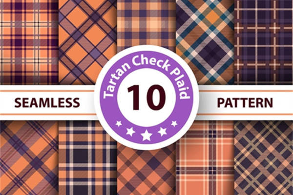 经典格子图案服装印花面料设计,10种无缝拼接风格