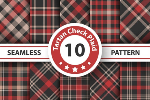 经典格子图案服装印花面料设计，10种无缝拼接风格