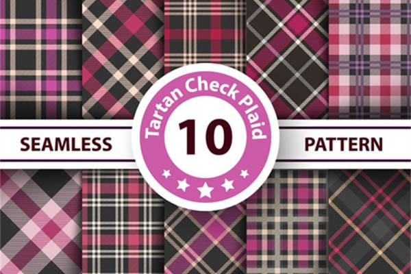 经典格子图案服装印花面料 10款无缝拼接设计