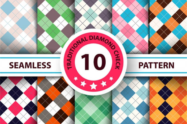 经典菱形格子服装印花面料设计图案