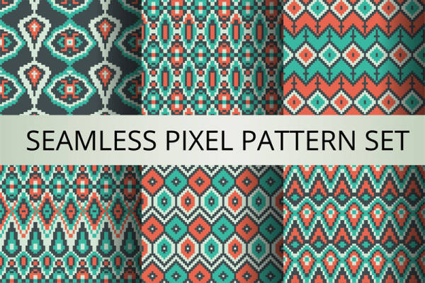 复古无缝像素图案集：经典服装印花面料设计