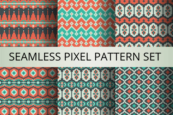 复古民族风无缝像素面料印花服装设计