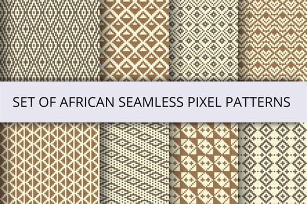 非洲风格无缝像素面料印花服装印花设计