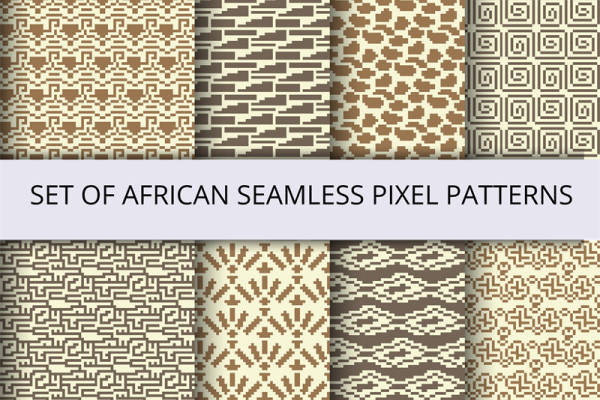 非洲风格无缝像素面料印花服装印花设计