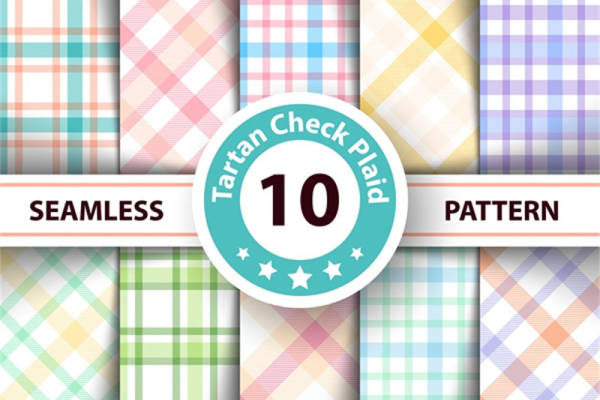 10款无缝格子图案面料印花服装印花设计