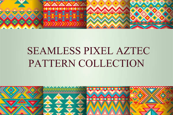 阿兹特克风格无缝像素面料印花服装印花设计