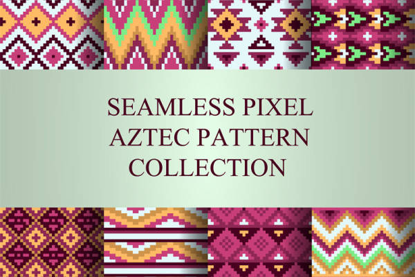 无缝像素阿兹特克图案服装印花面料设计