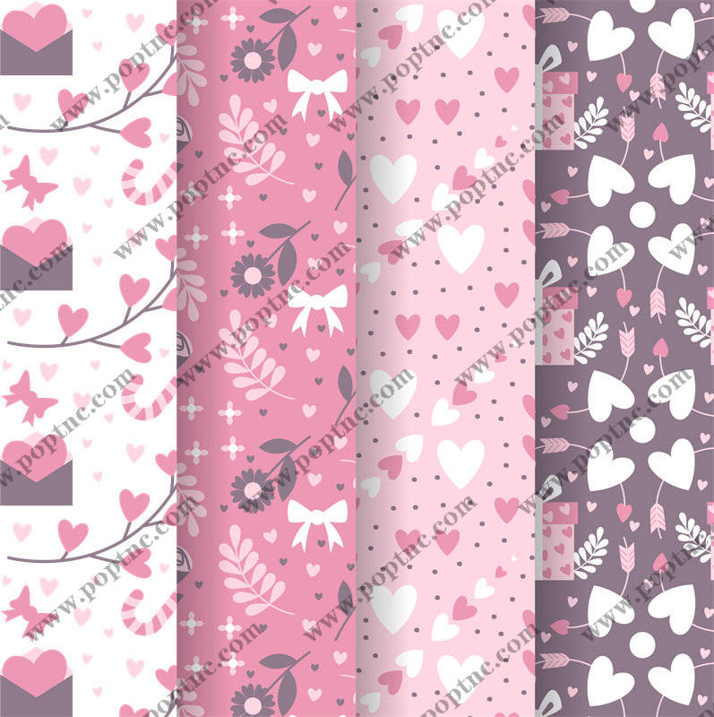 浪漫粉色系服装印花面料设计:心形与花卉图案