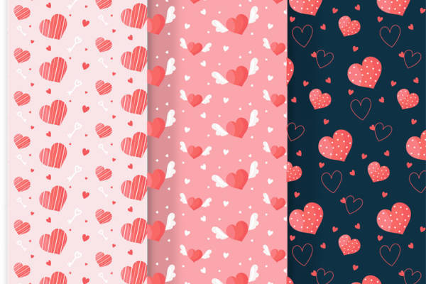 浪漫心形图案面料印花，适合情人节服装印花设计