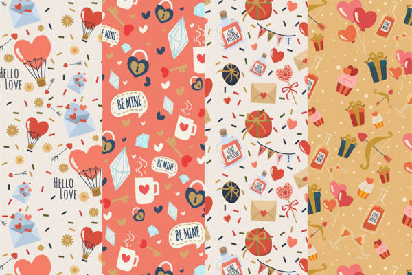 浪漫情人节主题面料印花设计，服装印花图案推荐