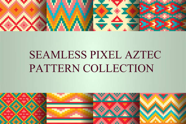 无缝像素阿兹特克图案服装印花面料设计