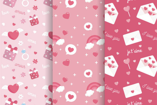 浪漫粉色情人节面料印花服装印花设计