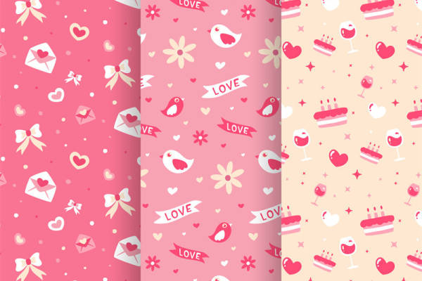 浪漫粉色系面料印花，甜蜜爱情主题服装印花设计