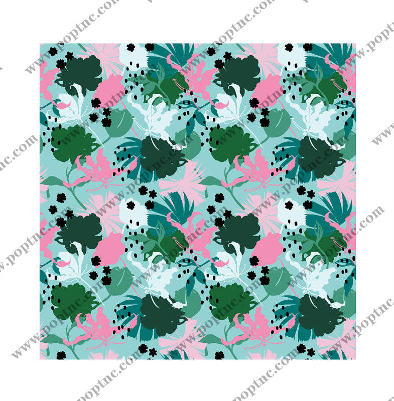 时尚花卉图案面料印花,适用于春夏季节的服装印花设计