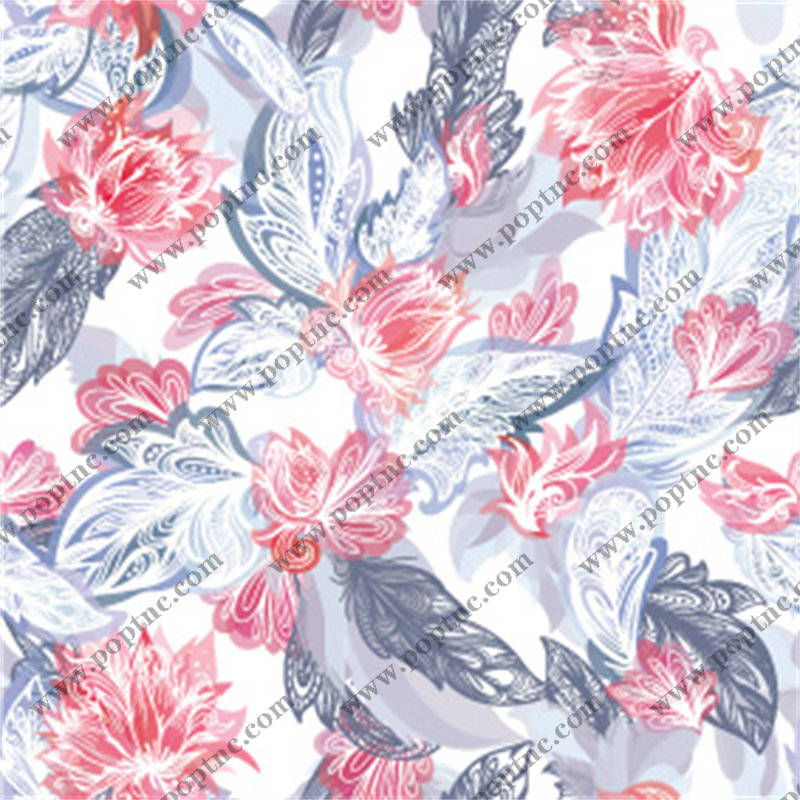 优雅花卉图案面料印花,时尚服装印花设计