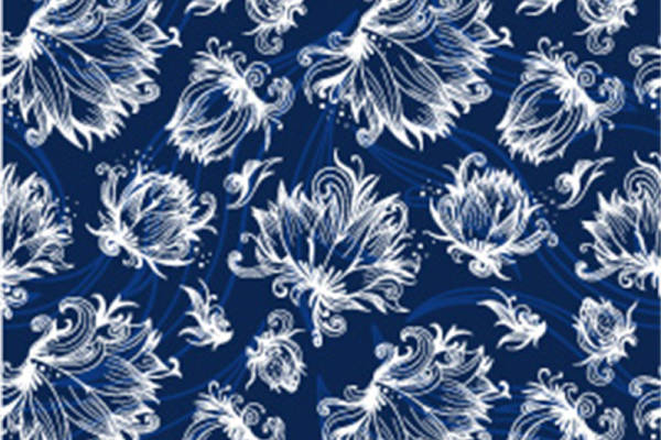 深蓝色优雅花卉面料印花服装印花设计