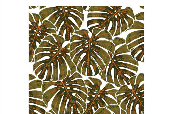 热带风情绿色植物面料印花服装印花设计