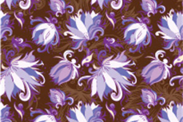 紫色花卉与飞鸟图案面料印花服装印花设计