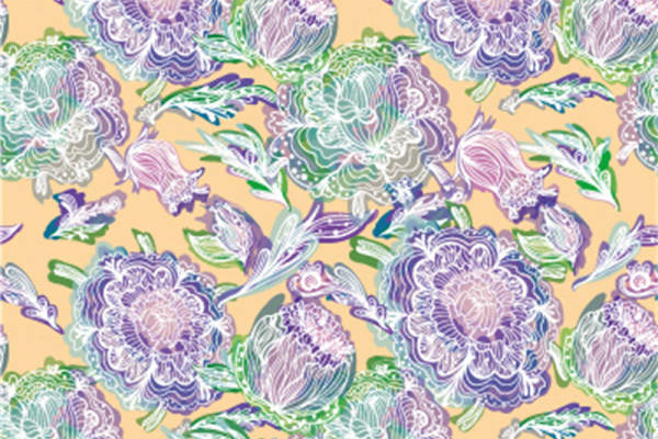 优雅花卉图案面料印花，适合春夏季节的服装印花设计