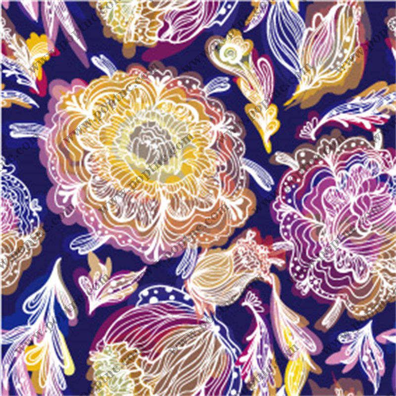 时尚花卉图案面料印花,优雅服装印花设计