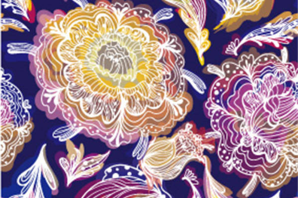 时尚花卉图案面料印花,优雅服装印花设计