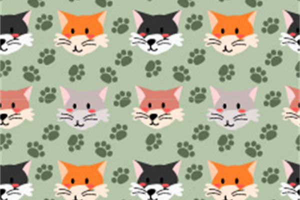 可爱卡通猫咪图案面料印花，多色猫咪服装印花设计