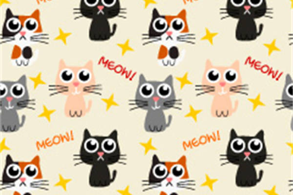 可爱卡通猫咪服装印花面料设计