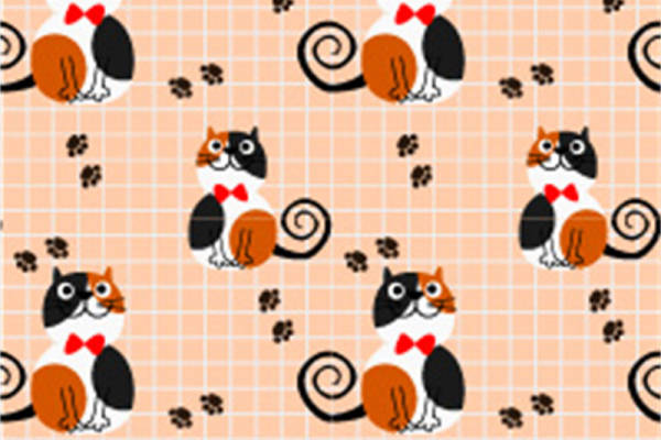 可爱猫咪图案面料印花，时尚服装印花设计