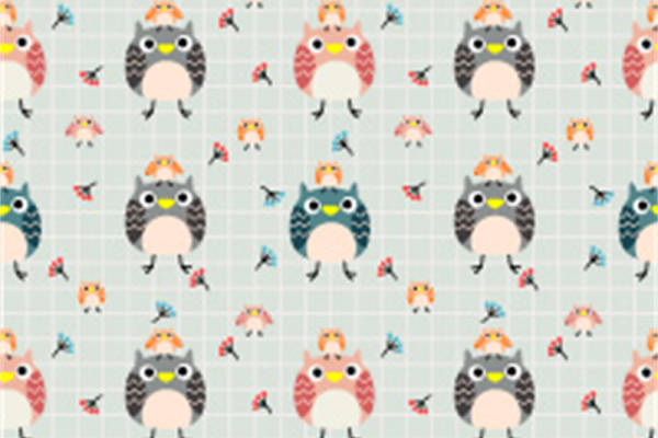可爱卡通猫头鹰图案面料印花服装印花设计