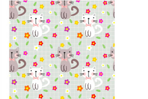 可爱卡通猫咪面料印花，儿童服装印花设计