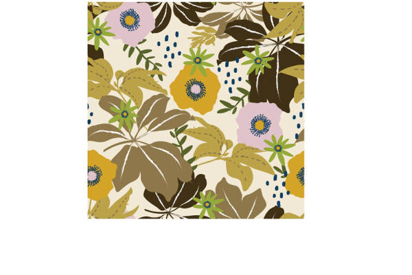 时尚自然风格面料印花，适用于春夏季服装印花设计