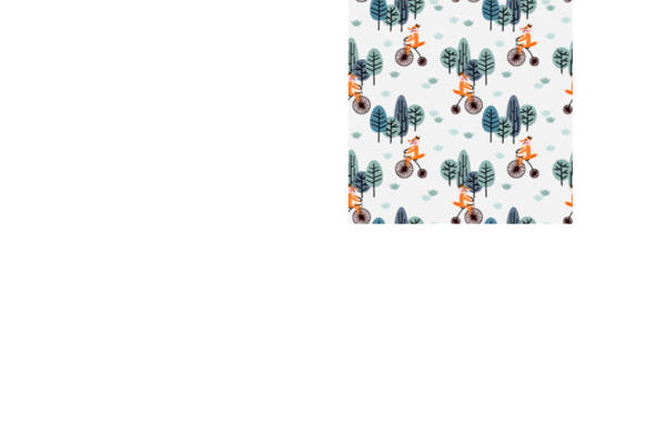 清新自然风格自行车与树叶图案服装印花面料