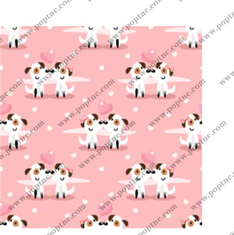 可爱卡通奶牛图案粉色面料印花服装印花设计