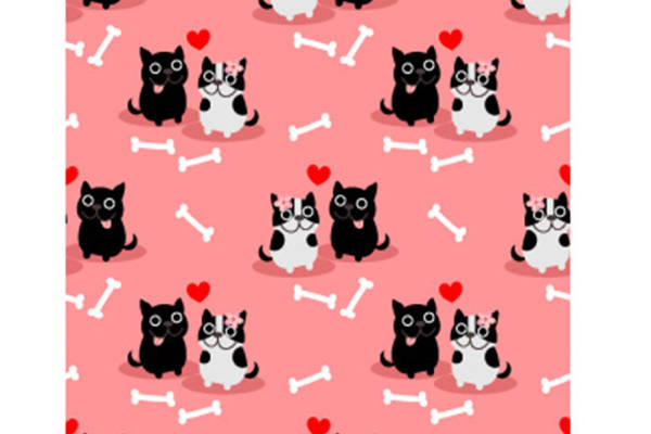 可爱猫咪图案面料印花,时尚服装印花设计